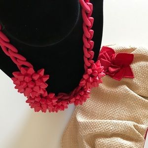 Zara Red Verbena Hand-painted Necklace